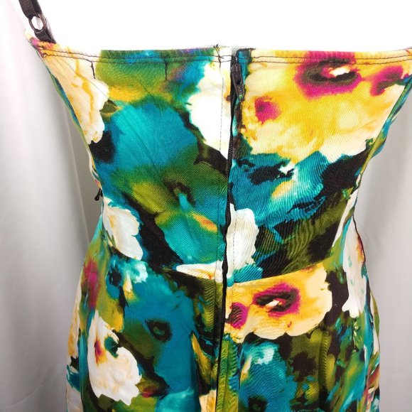 Maurices sleeveless green turqoiuse yellow flowers - Picture 6 of 10